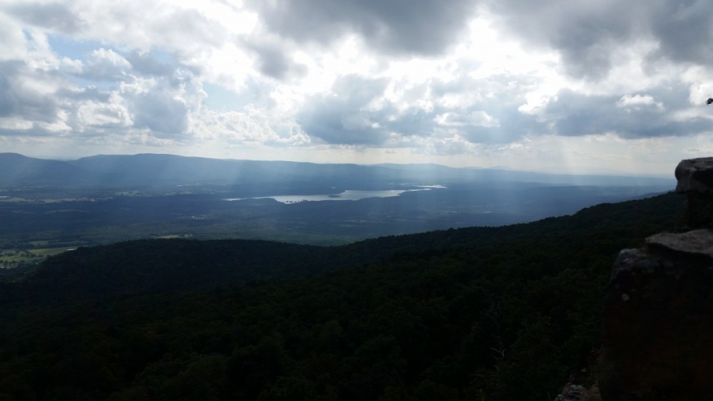 Petit Jean River Valley overlook view of the river at Mount Magazine State Park in Arkansas